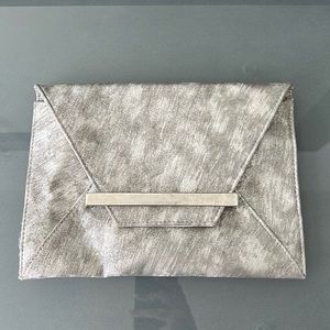 Silver Envelope Clutch w/ Shoulder Strap